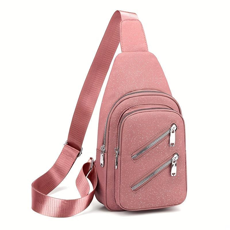 Starry Chest Purse Zipper Front Sling Bag Women's Nylon Crossbody Bag