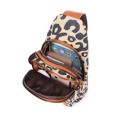 Leopard Pattern Sling Bag Chest Crossbody Backpack