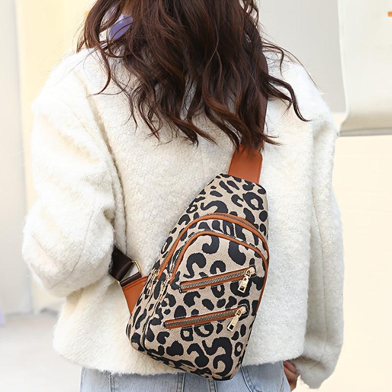 Leopard Pattern Sling Bag Chest Crossbody Backpack