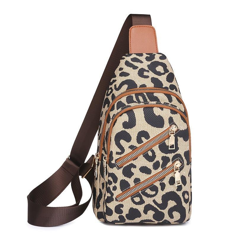 Leopard Pattern Sling Bag Chest Crossbody Backpack
