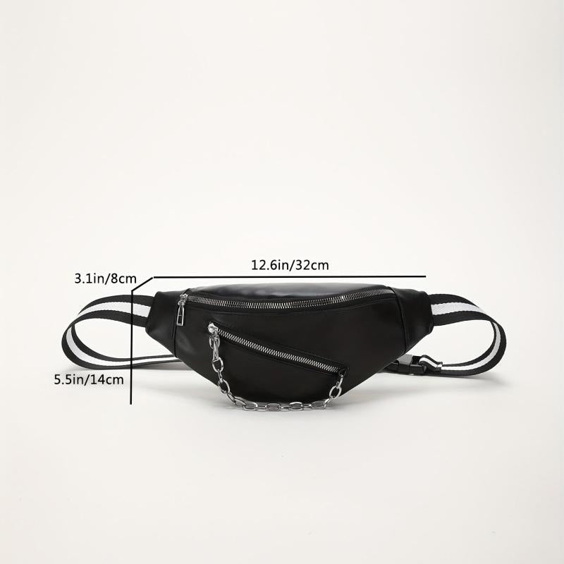 Faux Leather Chain Waist Bag Crossbody Casual Chest Bag