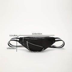 Faux Leather Chain Waist Bag Crossbody Casual Chest Bag