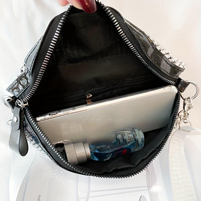 Rhinestone Metal Chain Crossbody Bag Bling Fanny Pack Waist Bag