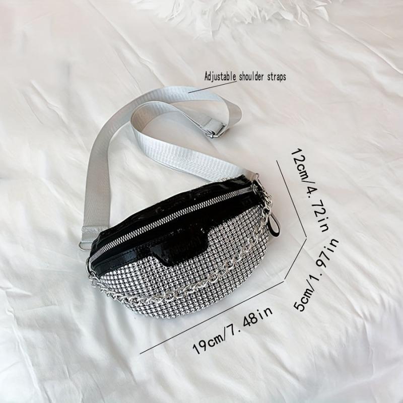 Rhinestone Metal Chain Crossbody Bag Bling Fanny Pack Waist Bag