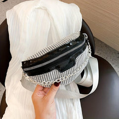 Rhinestone Metal Chain Crossbody Bag Bling Fanny Pack Waist Bag