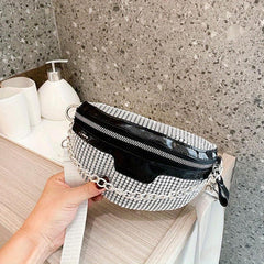 Rhinestone Metal Chain Crossbody Bag Bling Fanny Pack Waist Bag