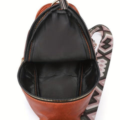 Boho Chest Bag Vintage PU Leather Crossbody Sling Purse