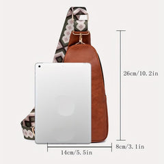Boho Chest Bag Vintage PU Leather Crossbody Sling Purse
