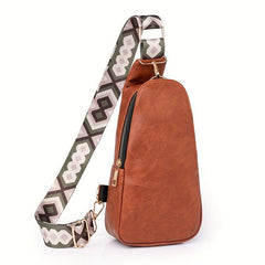 Boho Chest Bag Vintage PU Leather Crossbody Sling Purse