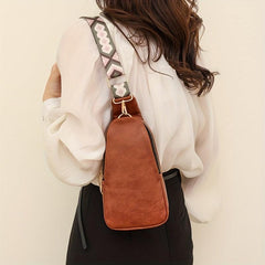Boho Chest Bag Vintage PU Leather Crossbody Sling Purse