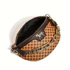 Polka Dot Print Waist Bag Retro Chain Decor Crossbody Bag