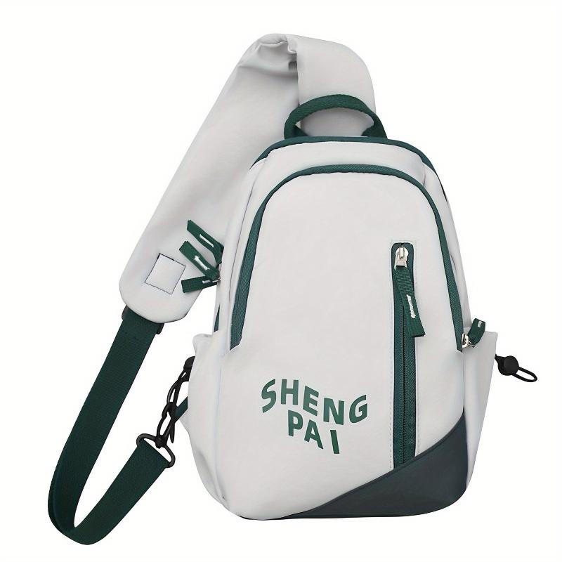 Letter Print Zipper Backpack Soft Daypack With Handle