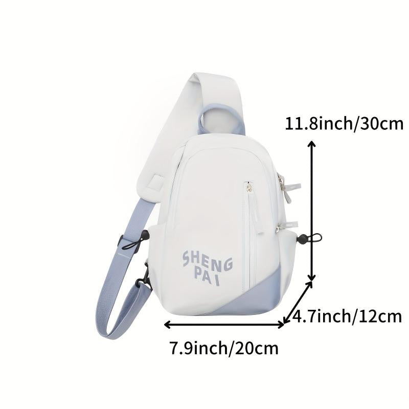 Letter Print Zipper Backpack Soft Daypack With Handle