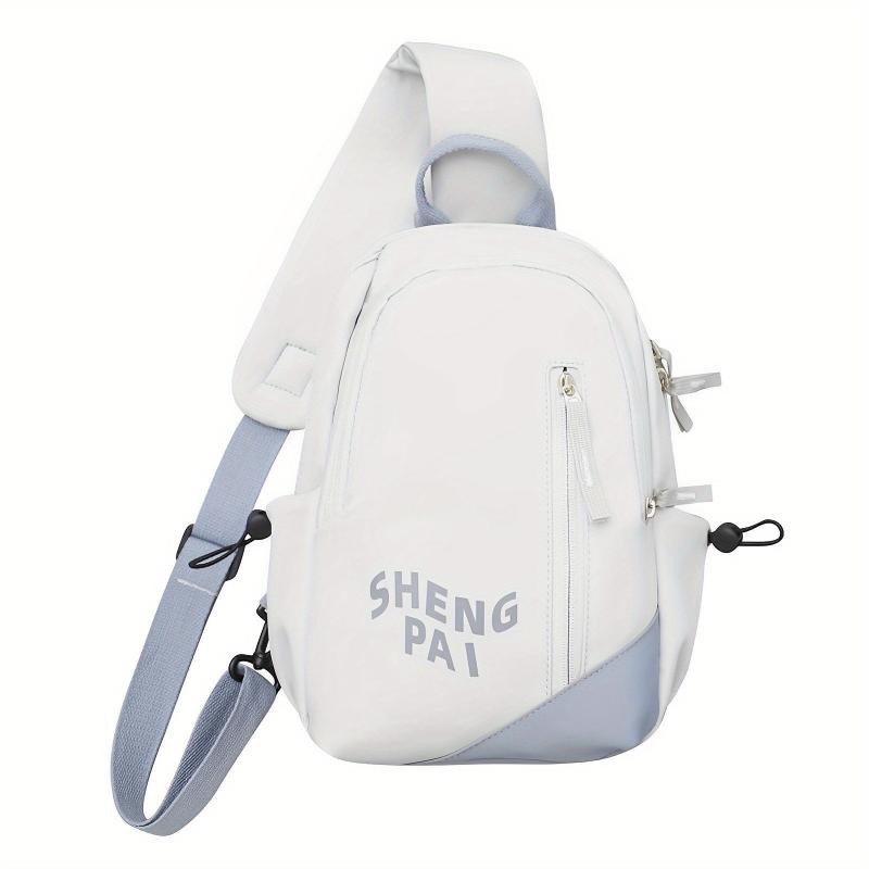 Letter Print Zipper Backpack Soft Daypack With Handle