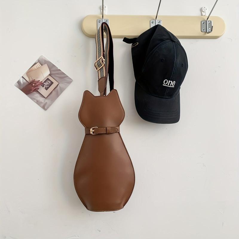Cute Cat Crossbody Bag for Women Faux Leather Shoulder Bag