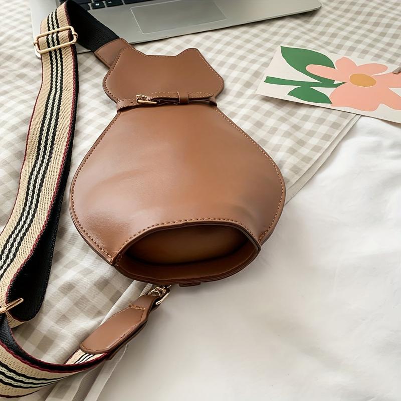 Cute Cat Crossbody Bag for Women Faux Leather Shoulder Bag