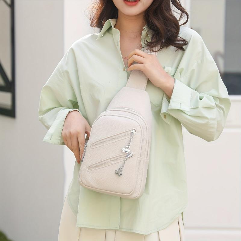 Vintage Double Layer Chest Bag Retro Crossbody Sling Bag Women's