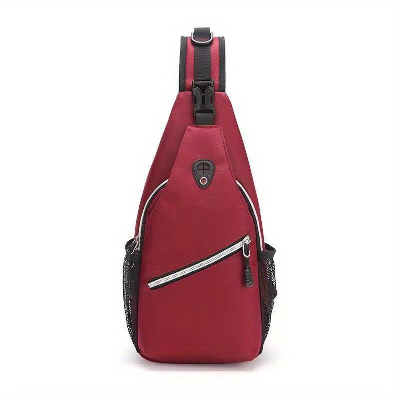Buckle Decor Sling Backpack Crossbody Bag Casual Nylon Chest Purse