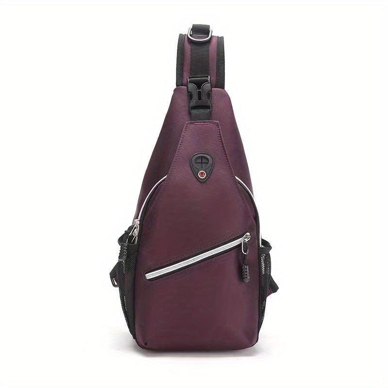 Buckle Decor Sling Backpack Crossbody Bag Casual Nylon Chest Purse