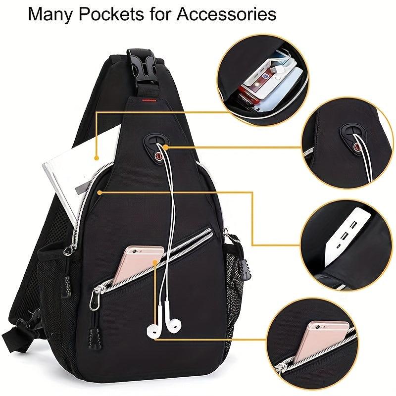 Buckle Decor Sling Backpack Crossbody Bag Casual Nylon Chest Purse