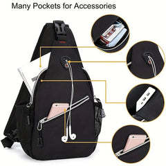 Buckle Decor Sling Backpack Crossbody Bag Casual Nylon Chest Purse