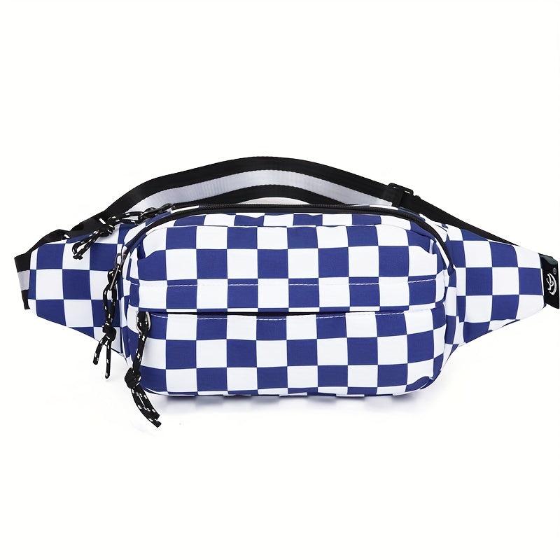 Checkered Waist Bag Outdoor Sports Crossbody Bag Casual Nylon Chest Bag