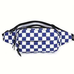 Checkered Waist Bag Outdoor Sports Crossbody Bag Casual Nylon Chest Bag