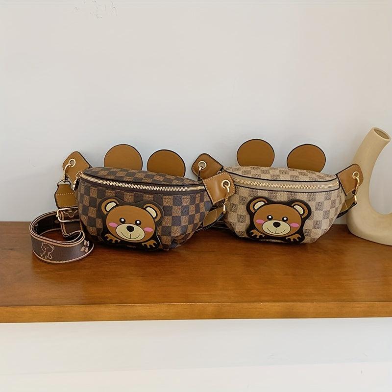 Vintage Geometric Print Chest Bag Bear Pattern Crossbody Bag