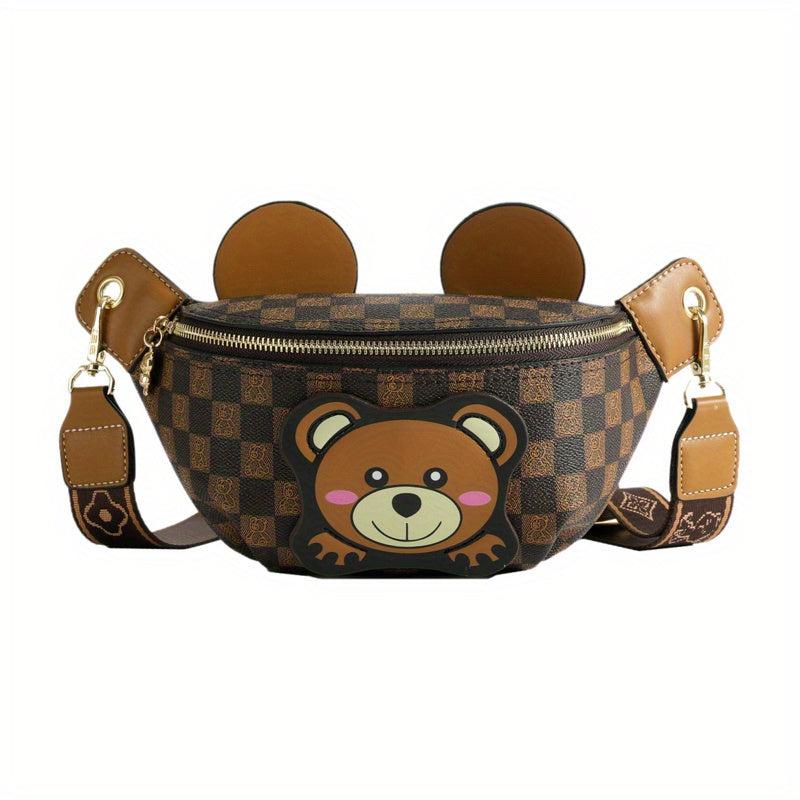 Vintage Geometric Print Chest Bag Bear Pattern Crossbody Bag