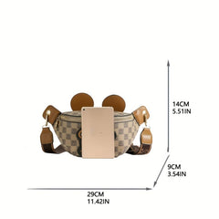 Vintage Geometric Print Chest Bag Bear Pattern Crossbody Bag