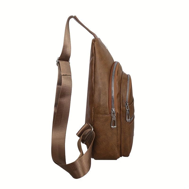 Vintage Zipper Chest Bag Retro Sports Fitness Sling Bag