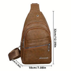 Vintage Zipper Chest Bag Retro Sports Fitness Sling Bag