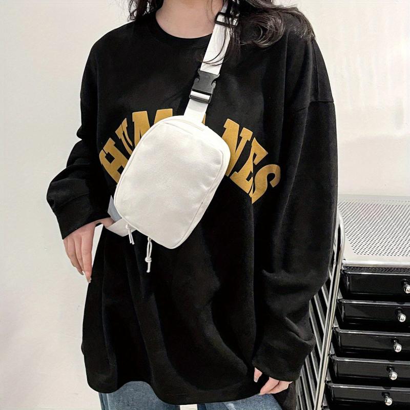 Solid Chest Bag Zipper Crossbody Square Bag Al All Match Fancy Pack