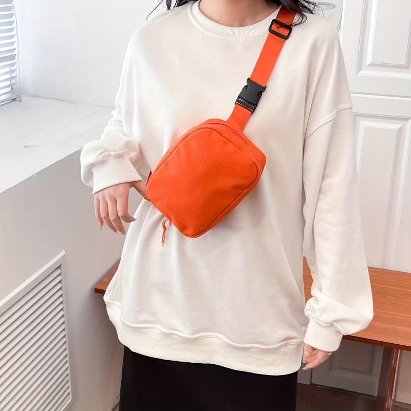 Solid Chest Bag Zipper Crossbody Square Bag Al All Match Fancy Pack