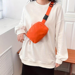 Solid Chest Bag Zipper Crossbody Square Bag Al All Match Fancy Pack