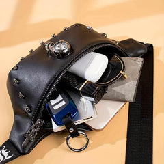 Skull Decor Fanny Pack Crossbody Bag