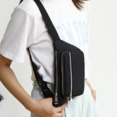 Zipper Front Sling Bag Chest Purse Casual Crossbody Bag