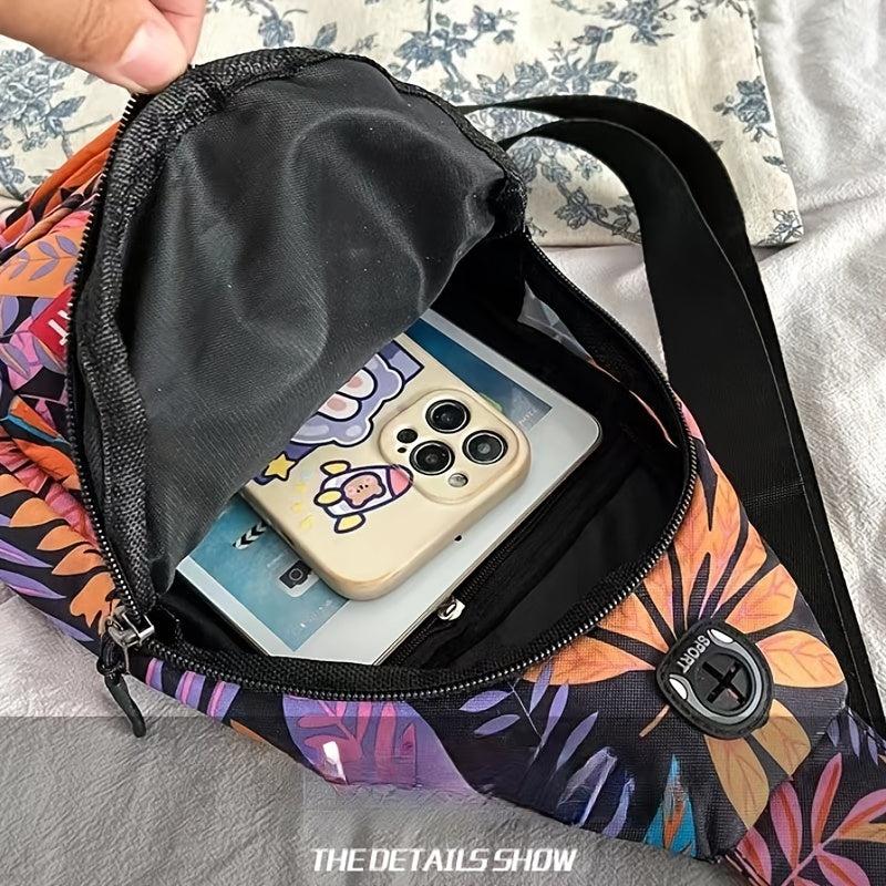 Floral Pattern Chest Bag Sling Bag Outdoor Travel Lightweight Crossbody Purse