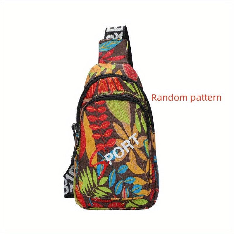 Floral Pattern Chest Bag Sling Bag Outdoor Travel Lightweight Crossbody Purse