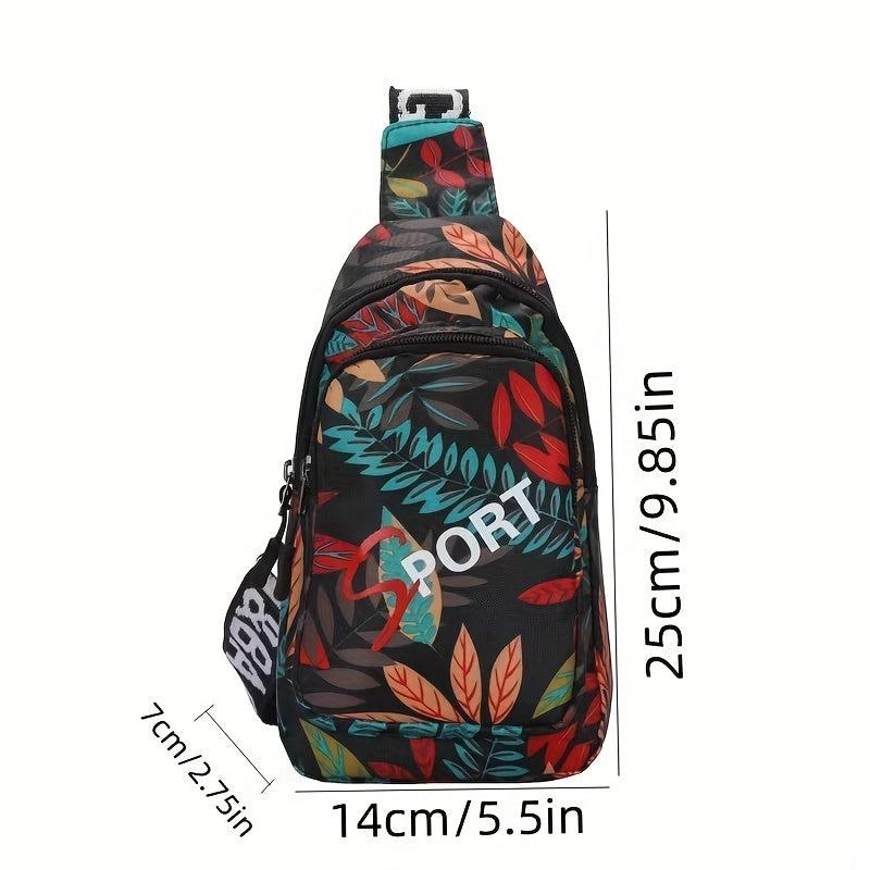Floral Pattern Chest Bag Sling Bag Outdoor Travel Lightweight Crossbody Purse