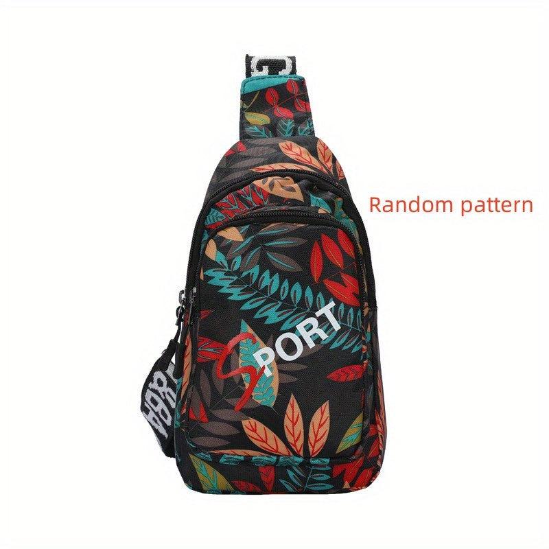 Floral Pattern Chest Bag Sling Bag Outdoor Travel Lightweight Crossbody Purse
