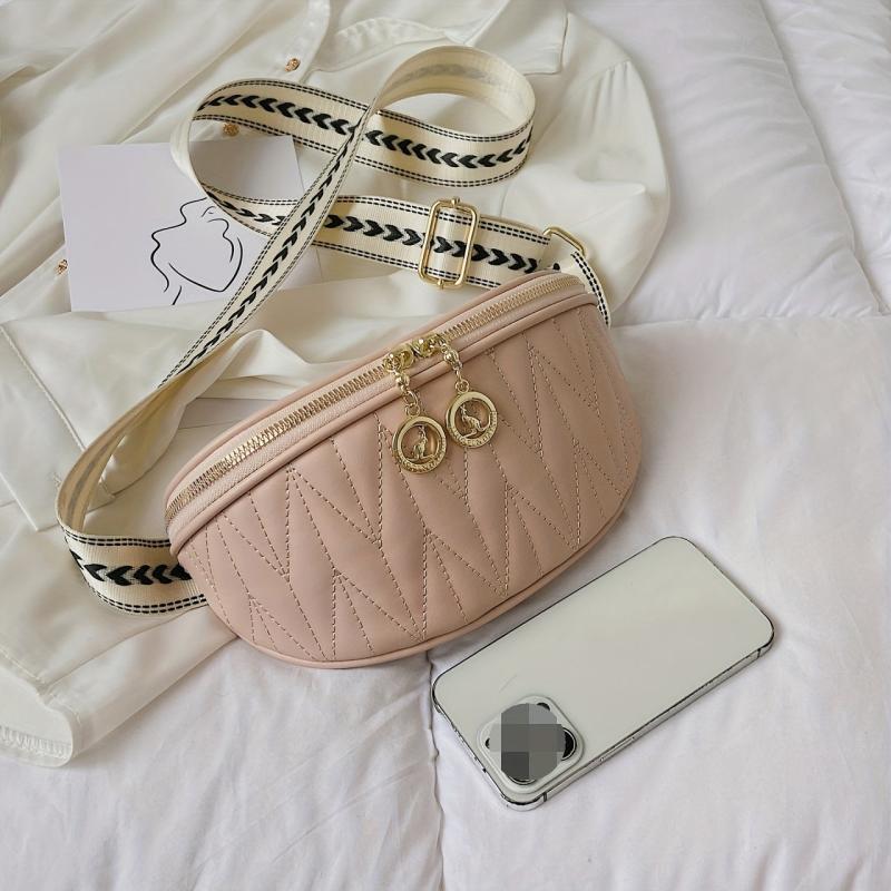 Quilted Detail Zipper Crossbody Bag Women's Purse