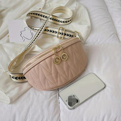 Quilted Detail Zipper Crossbody Bag Women's Purse