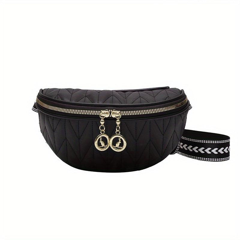 Quilted Detail Zipper Crossbody Bag Women's Purse