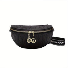 Quilted Detail Zipper Crossbody Bag Women's Purse
