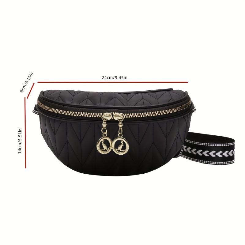Quilted Detail Zipper Crossbody Bag Women's Purse