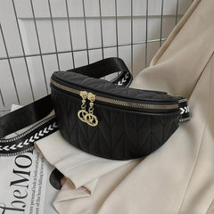 Quilted Detail Zipper Crossbody Bag Women's Purse