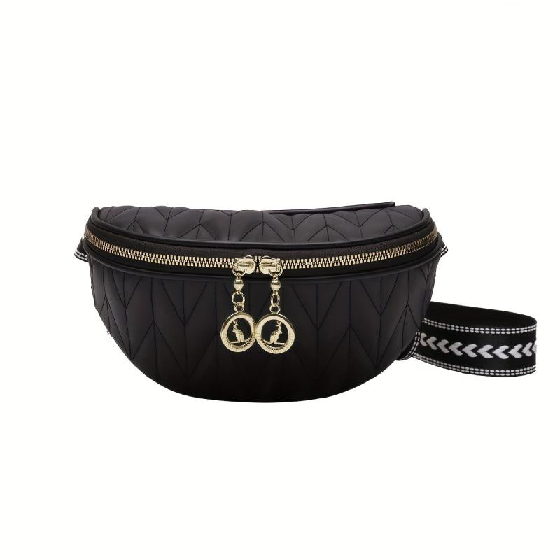 Quilted Detail Zipper Crossbody Bag Women's Purse