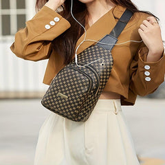 Leopard Sling Bag Faux Leather Chest Purse Crossbody Bag