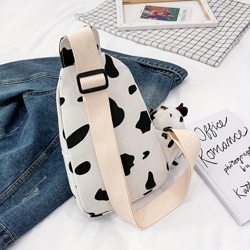 Cow Pattern Sling Bag Canvas Chest Bag Crossbody Bag